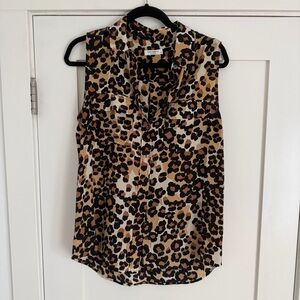 Equipment Leopard Print Sleeveless Top
